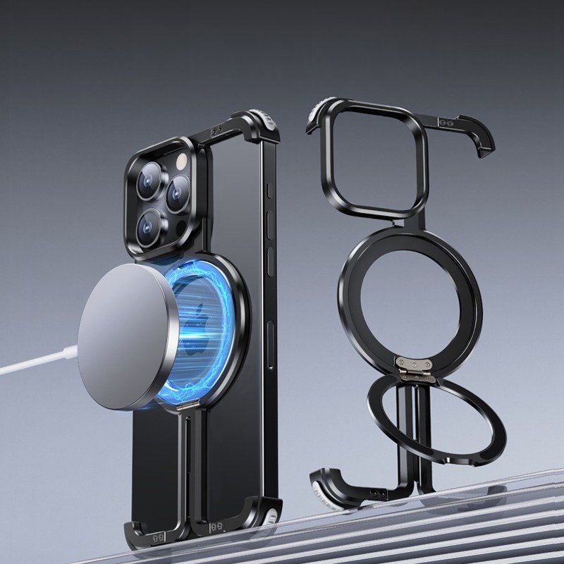 Caseex iPhone 14 Pro Metal Guard Magnetic Ring Stand Case / O Stand Case