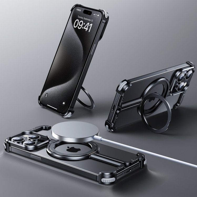 Caseex iPhone 14 Pro Metal Guard Magnetic Ring Stand Case / O Stand Case