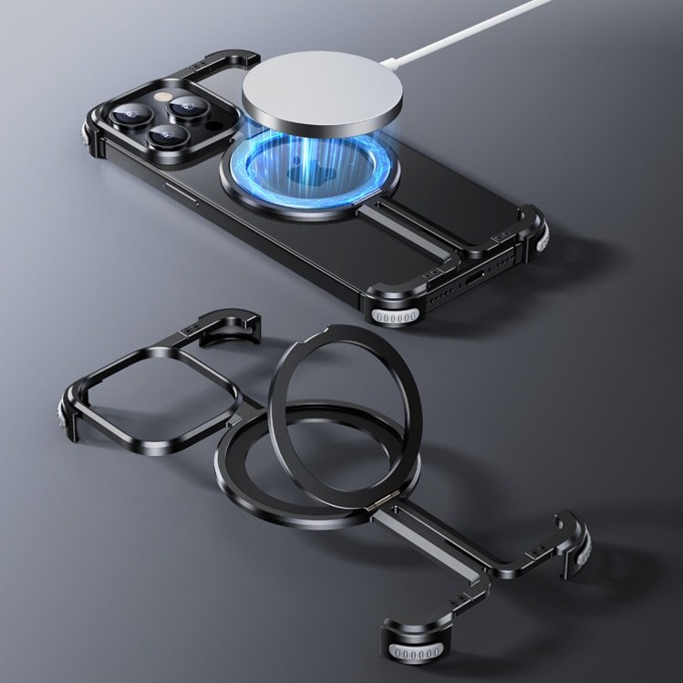 Caseex iPhone 14 Pro Metal Guard Magnetic Ring Stand Case / O Stand Case