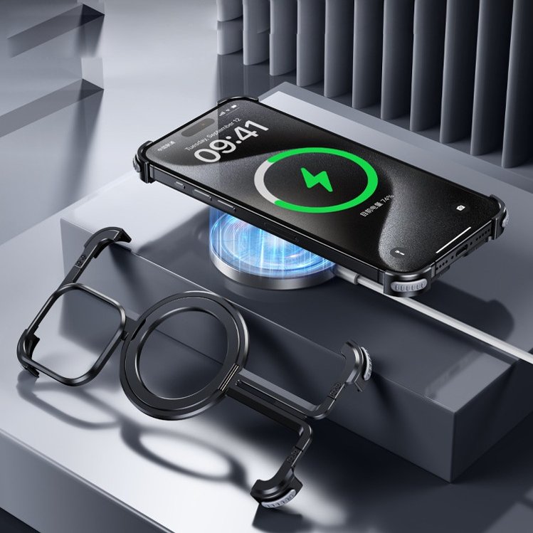 Caseex iPhone 14 Pro Metal Guard Magnetic Ring Stand Case / O Stand Case