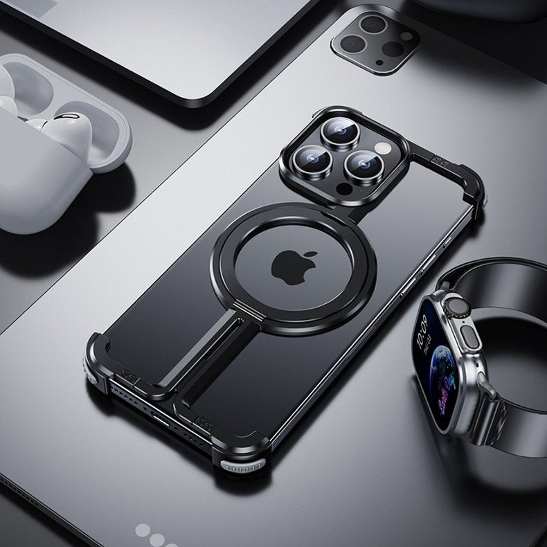 Caseex iPhone 14 Pro Metal Guard Magnetic Ring Stand Case / O Stand Case