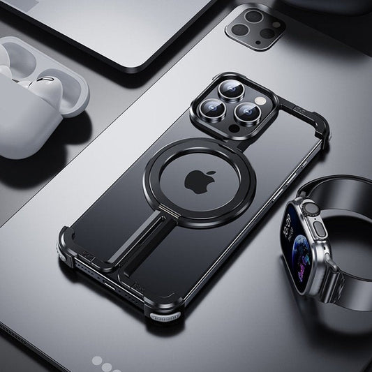 Caseex iPhone 14 Pro Metal Guard Magnetic Ring Stand Case / O Stand Case