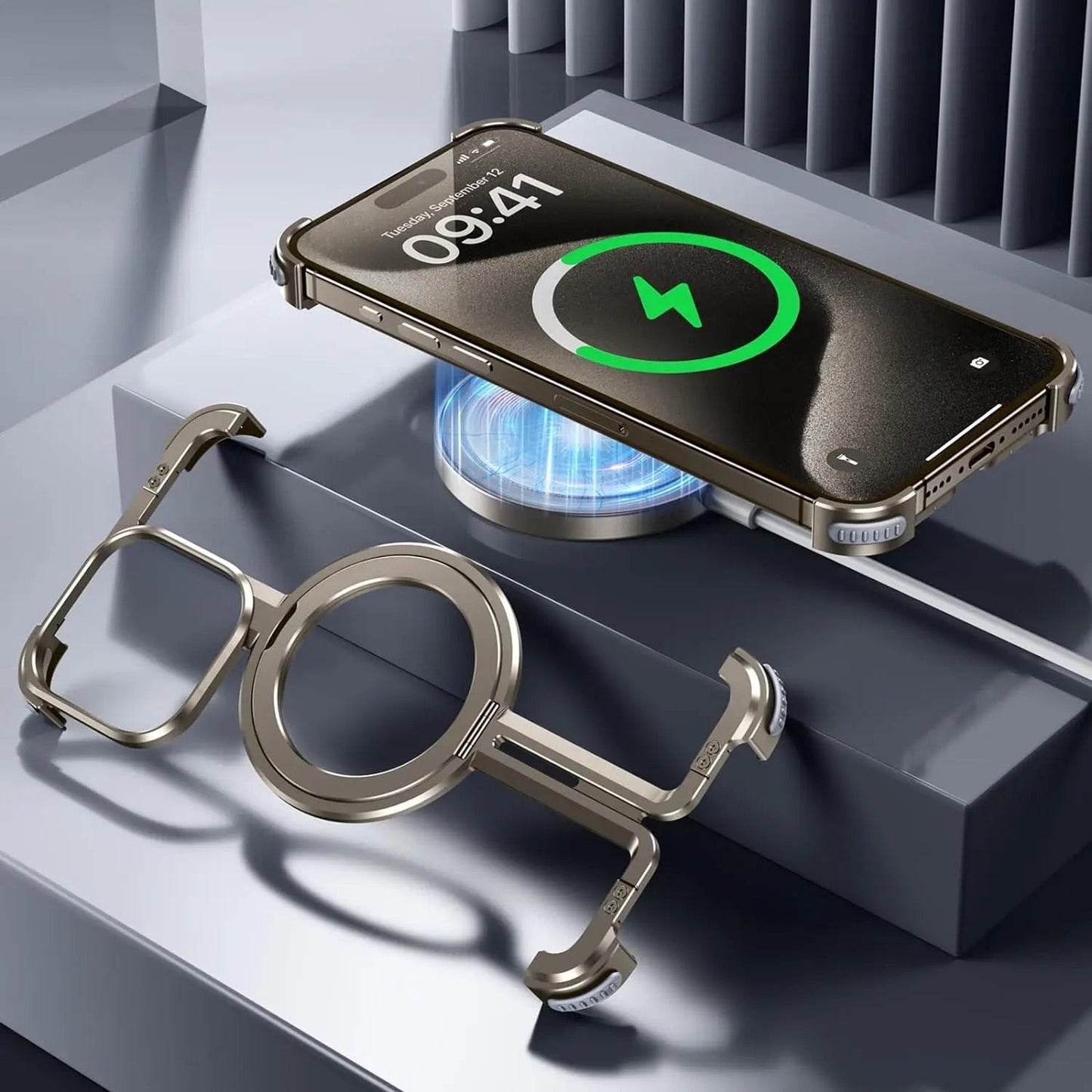 Caseex iPhone 14 Pro Metal Guard Magnetic Ring Stand Case / O Stand Case