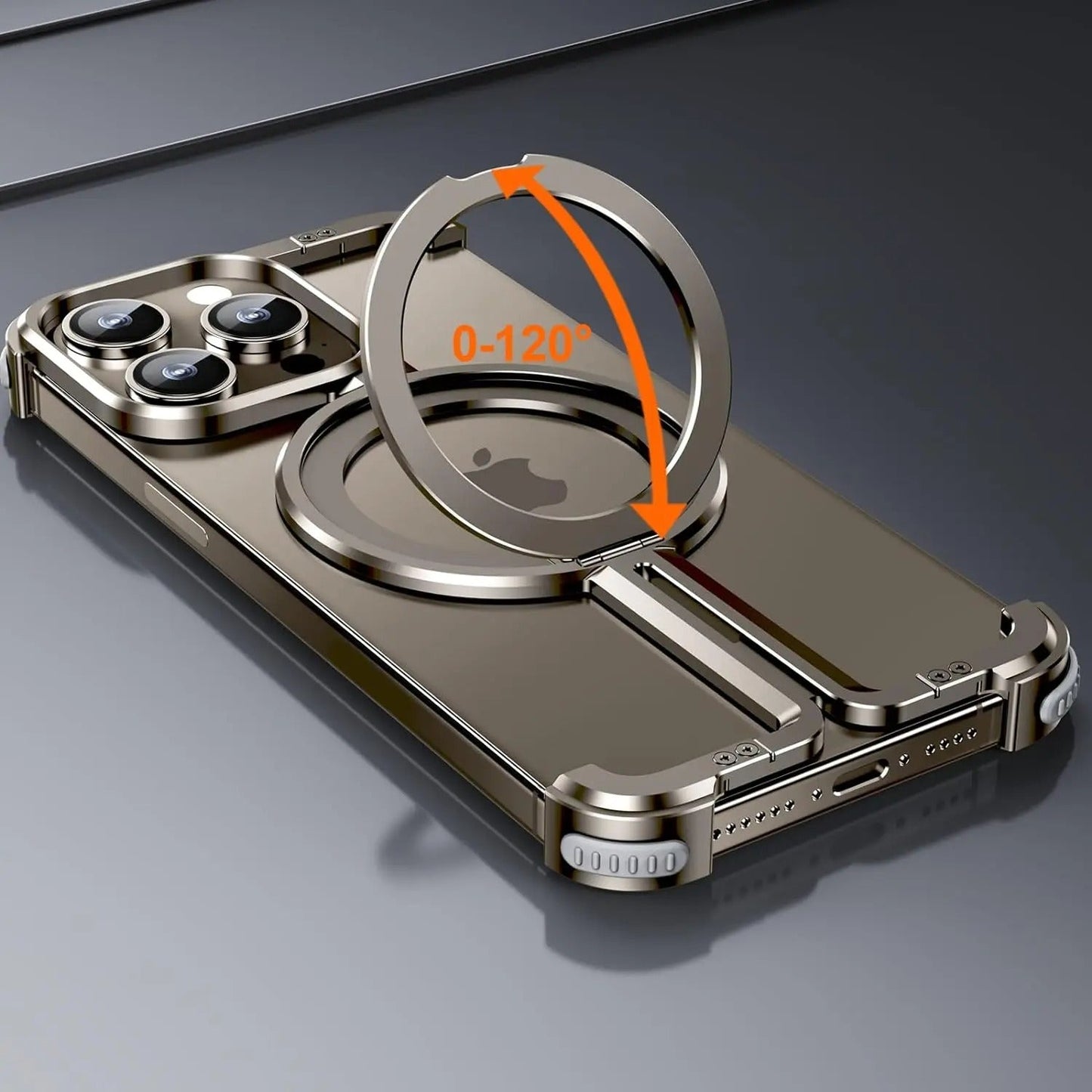 Caseex iPhone 14 Pro Metal Guard Magnetic Ring Stand Case / O Stand Case