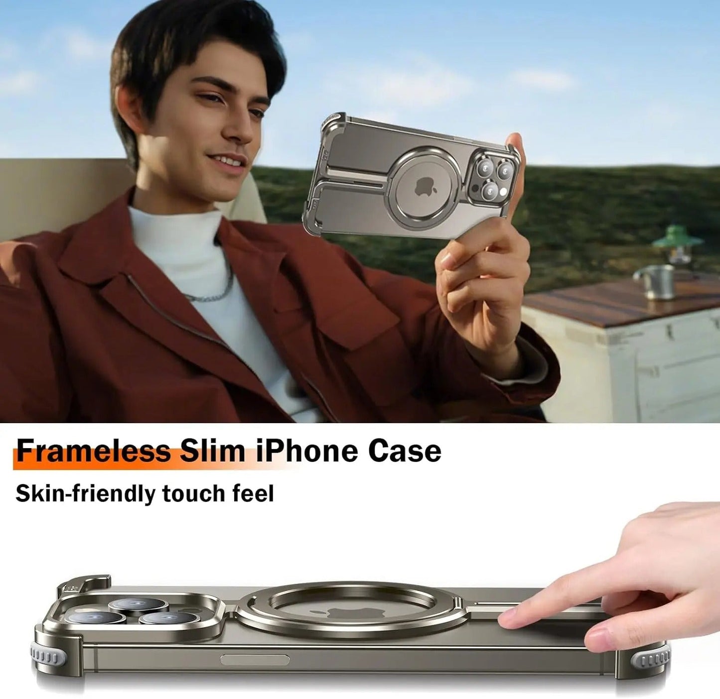Caseex iPhone 14 Pro Metal Guard Magnetic Ring Stand Case / O Stand Case