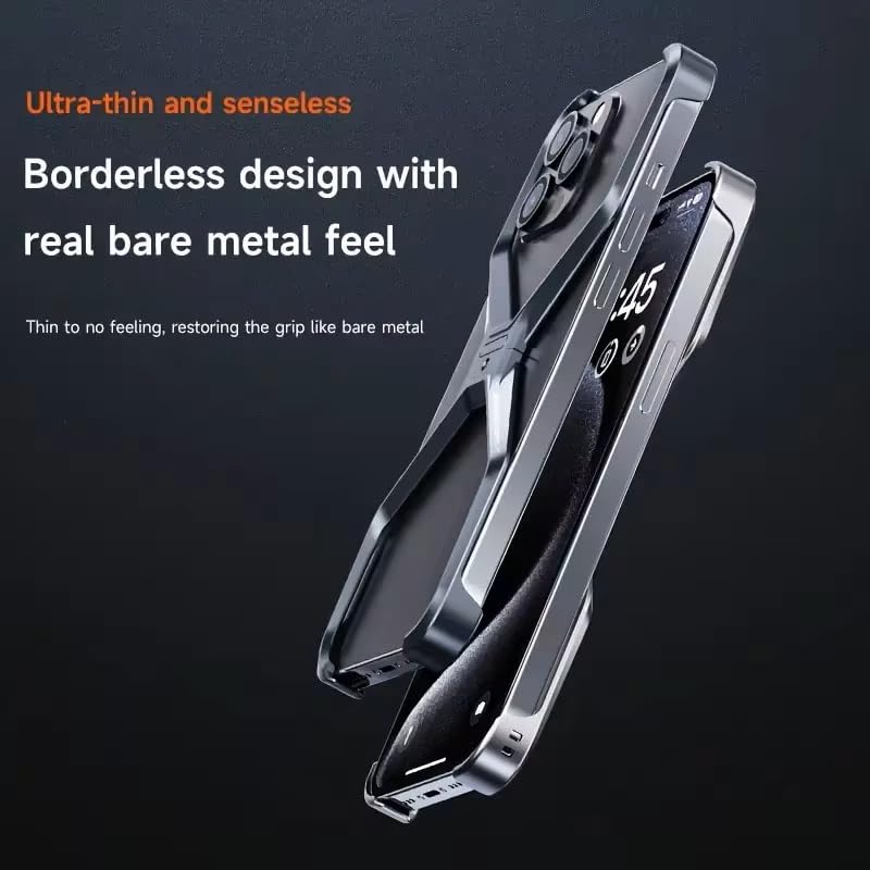 Caseex Metal X-Frame Protective Case for iPhone, Aluminum Alloy Bumper Cover, Anti-Fall Bare Phone Case