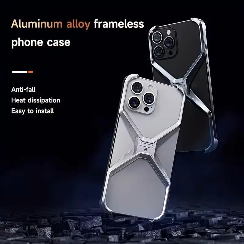 Caseex Metal X-Frame Protective Case for iPhone, Aluminum Alloy Bumper Cover, Anti-Fall Bare Phone Case
