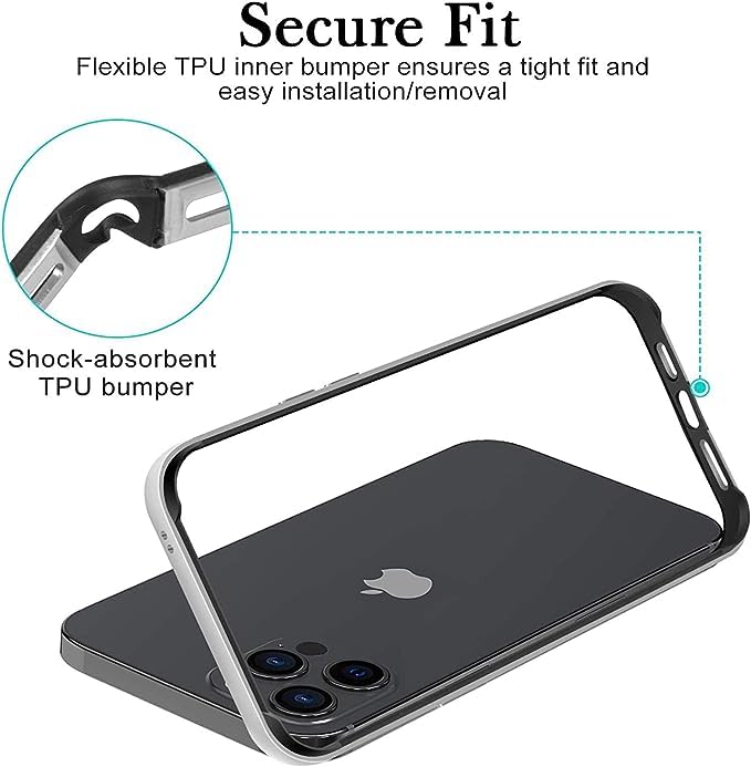 Caseex Aluminum Frame Metal Bumper Frame Slim Hard Case Cover for iPhone 15 Pro Max