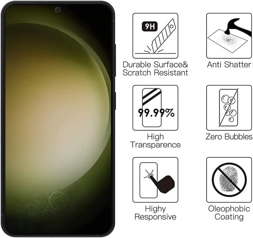 CASEEX Hd Curved Edges Tempered Glass For Samsung Galaxy S23 / S22 5G With Edge To Edge Coverage And Easy Installation Kit