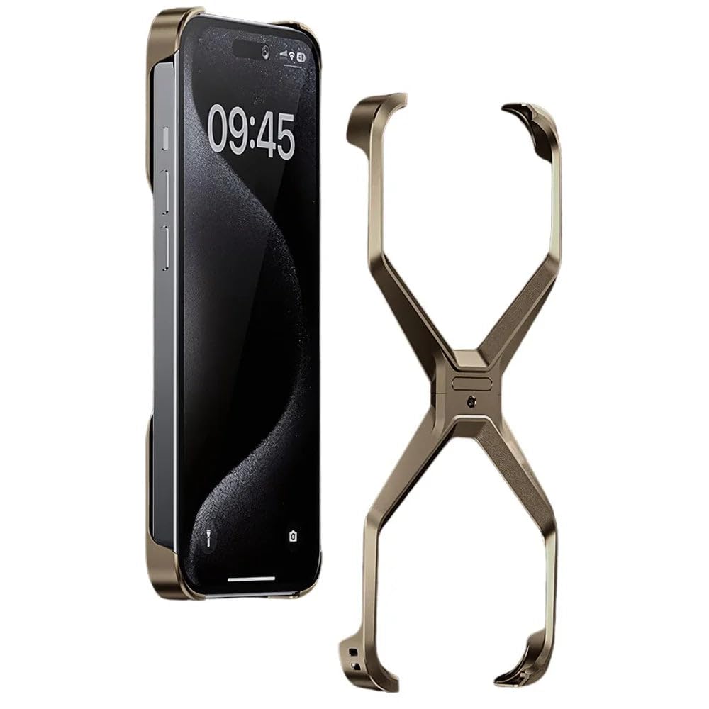 Caseex Metal X-Frame Protective Case for iPhone, Aluminum Alloy Bumper Cover, Anti-Fall Bare Phone Case
