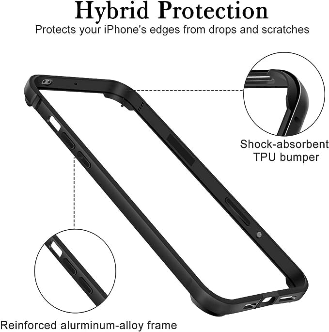 Caseex Aluminum Frame Metal Bumper Frame Slim Hard Case Cover for iPhone 15 Pro Max