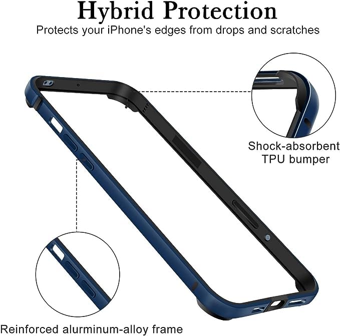 Caseex Aluminum Frame Metal Bumper Frame Slim Hard Case Cover for iPhone 15 Pro Max