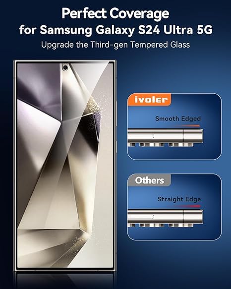 CASEEX Tempered Glass For SAMSUNG S24 ULTRA Edge to Edge Original Tempered Glass Screen Protector With Fingerprint Supported For SAMSUNG S24 ULTRA