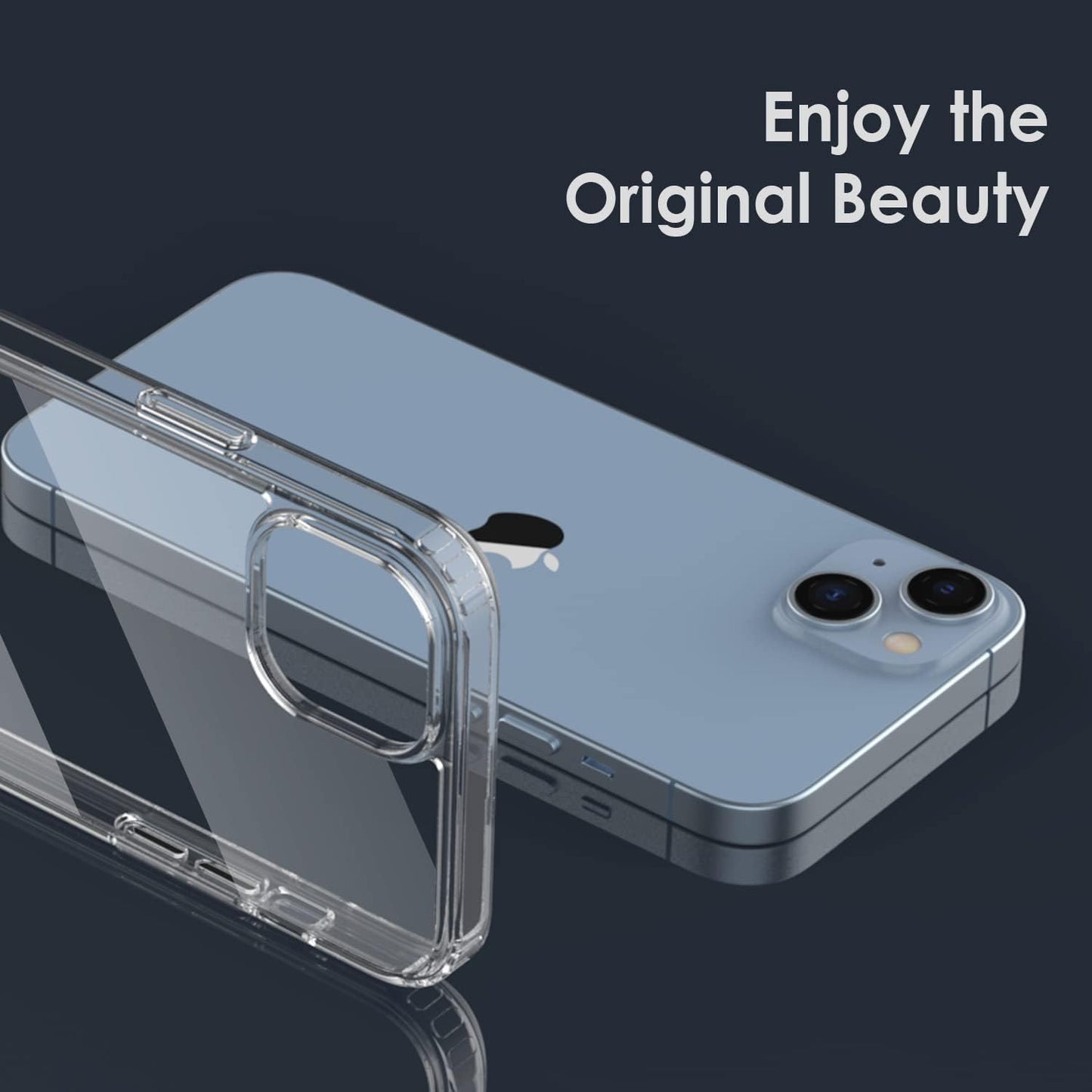 CASEEX Crystal Clear Designed Back Cover Compatible for iPhone 14 & iPhone 13 6.1'' | Anti-Yellowing |Transparent Hard Back Cover | Shockproof Case |TPU + Polycarbonate |