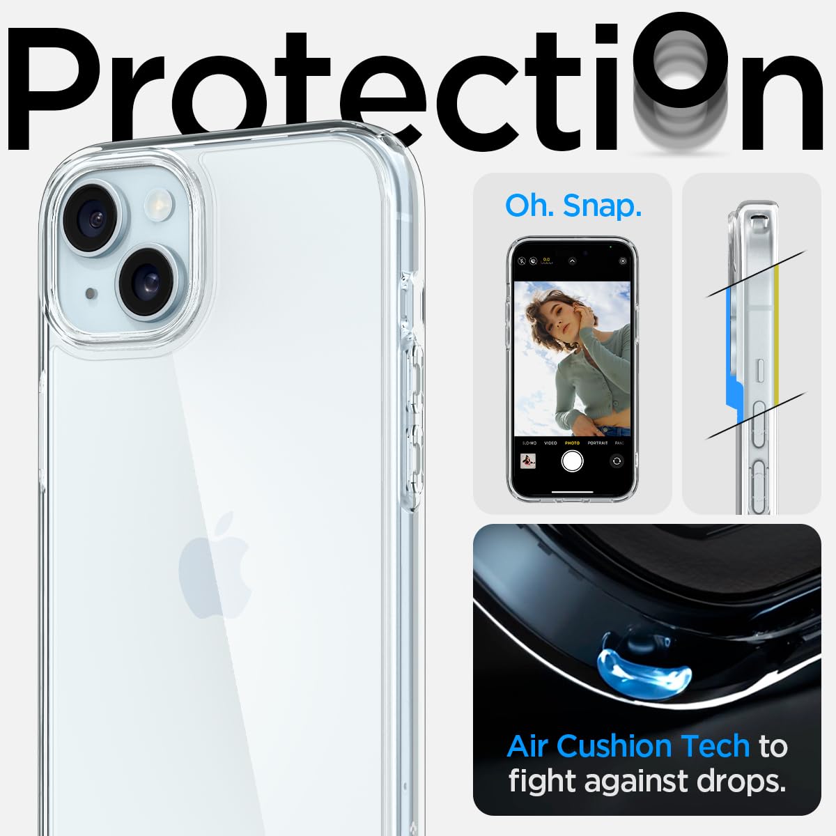 CASEEX Crystal Clear Designed Back Cover Compatible for iPhone 14 & iPhone 13 6.1'' | Anti-Yellowing |Transparent Hard Back Cover | Shockproof Case |TPU + Polycarbonate |