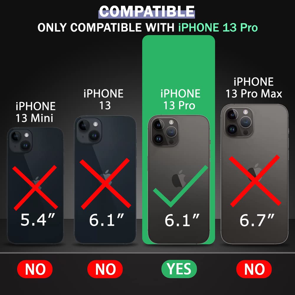 CASEEX Crystal Clear Designed Back Cover for iPhone 13 Pro Case 6.1'' | Anti-Yellowing |Transparent Hard Back Cover | Shockproof Case |TPU + Polycarbonate |