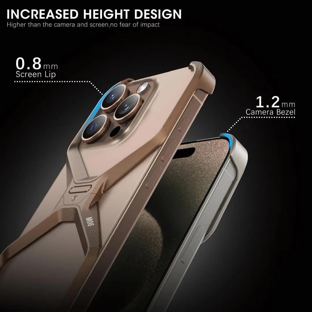 Caseex Metal X-Frame Protective Case for iPhone, Aluminum Alloy Bumper Cover, Anti-Fall Bare Phone Case