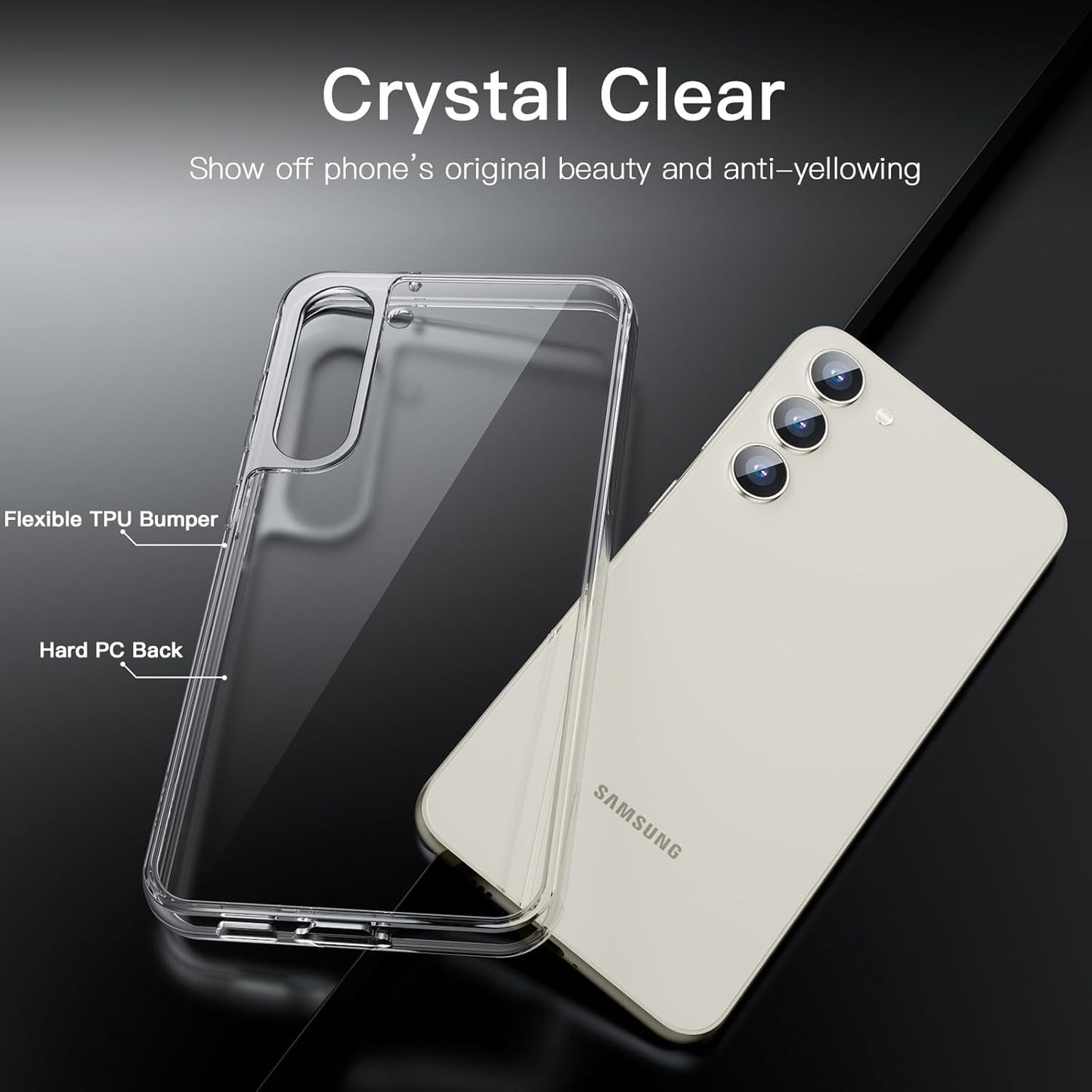 CASEEX Case for Samsung Galaxy S23 5G 6.1-Inch, Non-Yellowing Shockproof Bumper Protective Phone Cover, Anti-Scratch Hard PC Back (Clear)