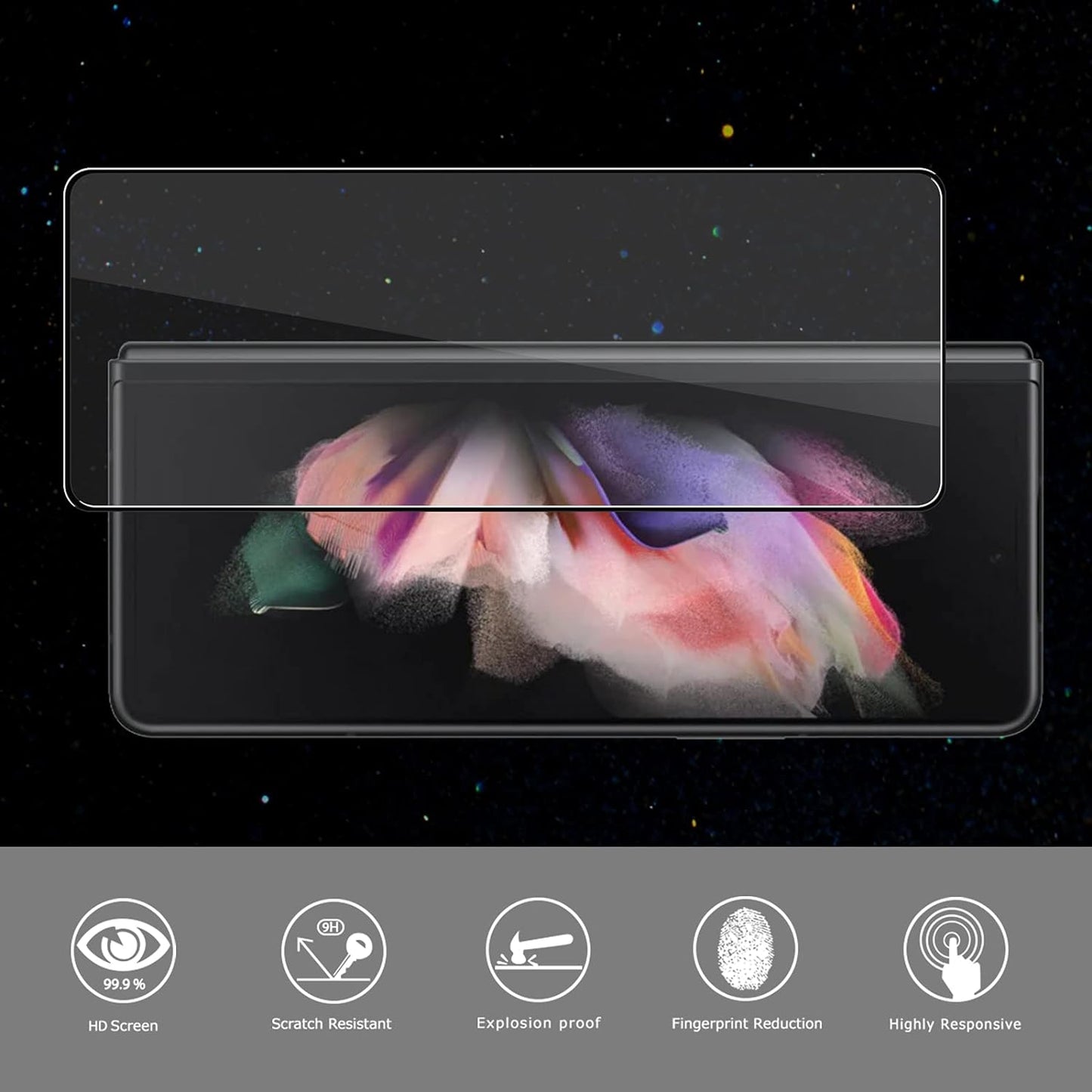 Caseex Samsung Galaxy Z Fold 4 5G 2022 Tempered Glass Screen Protector Guard, (Front) Full Glue Protective Film, Case Friendly For Samsung Z Fold4