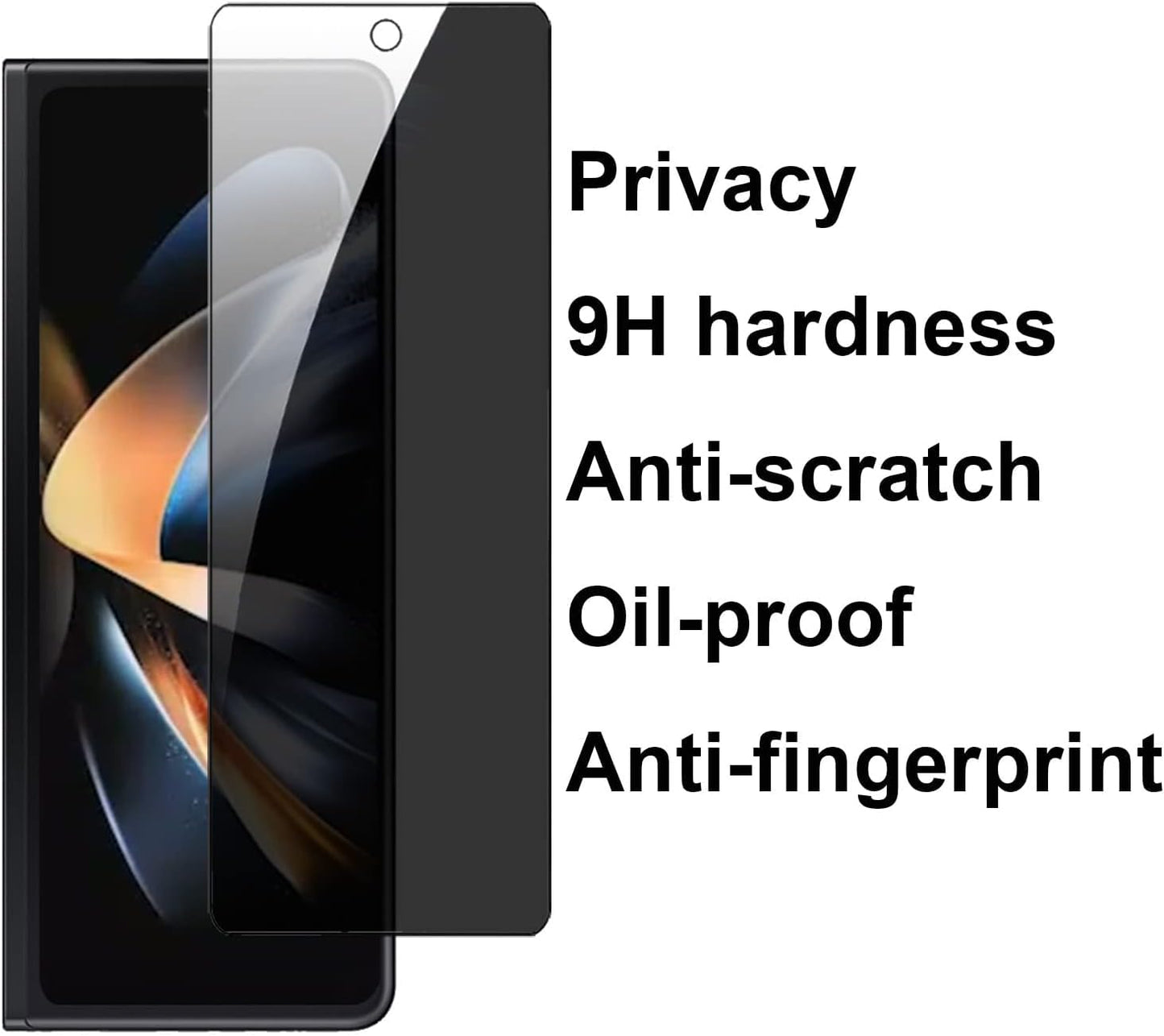 CASEEX Samsung Galaxy Z Fold 4 5G PRIVACY Tempered Glass Screen Protector, Anti-spy Full Glue 3D Curved Glass, Anti Scratch, Bubble Free for Samsung Z Fold 4