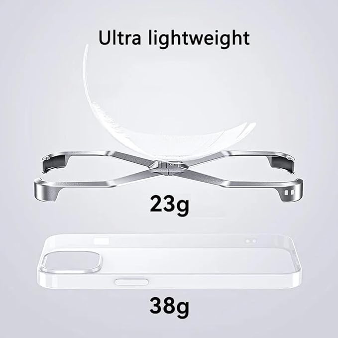 Caseex Metal X-Frame Protective Case for iPhone, Aluminum Alloy Bumper Cover, Anti-Fall Bare Phone Case