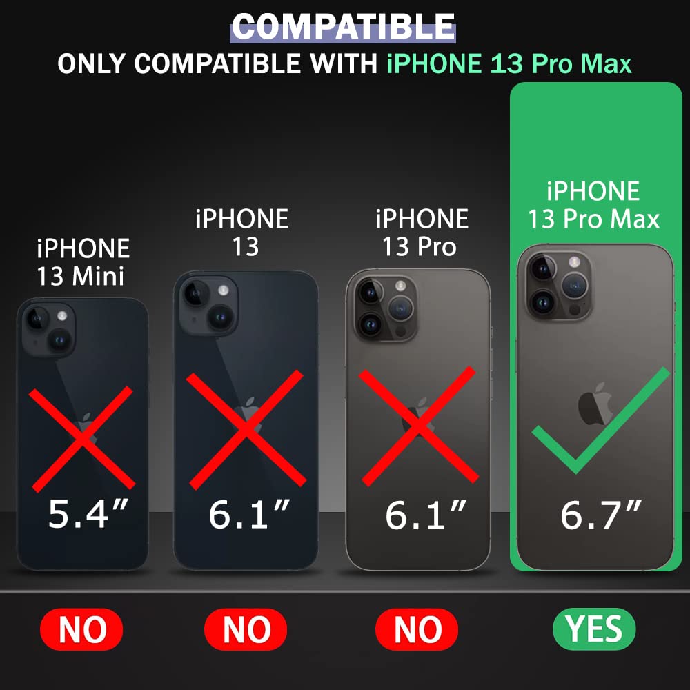 CASEEX Crystal Clear Designed Back Cover for iPhone 13 Pro Max Case 6.7'' | Anti-Yellowing |Transparent Hard Back Cover | Shockproof Case |TPU + Polycarbonate |