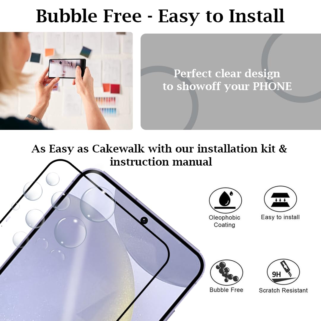Caseex Tempered Glass Screen Guard Protector for Samsung Galaxy S24 Plus (Edge to Edge Coverage) (with Easy Installation Kit) (Scratch Proof, Durable)