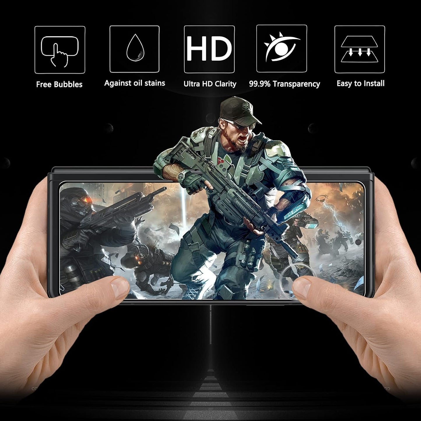 Caseex Samsung Galaxy Z Fold 4 5G 2022 Tempered Glass Screen Protector Guard, (Front) Full Glue Protective Film, Case Friendly For Samsung Z Fold4