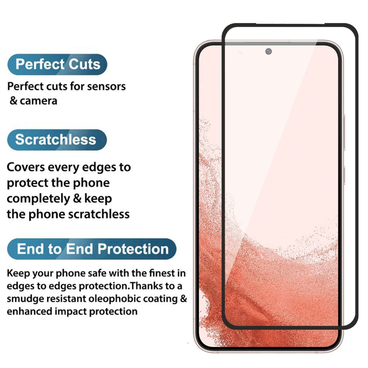 Caseex Tempered Glass Screen Guard Protector for Samsung Galaxy S23 Plus / S22 Plus (Edge to Edge Coverage) (with Easy Installation Kit) (Scratch Proof, Durable)