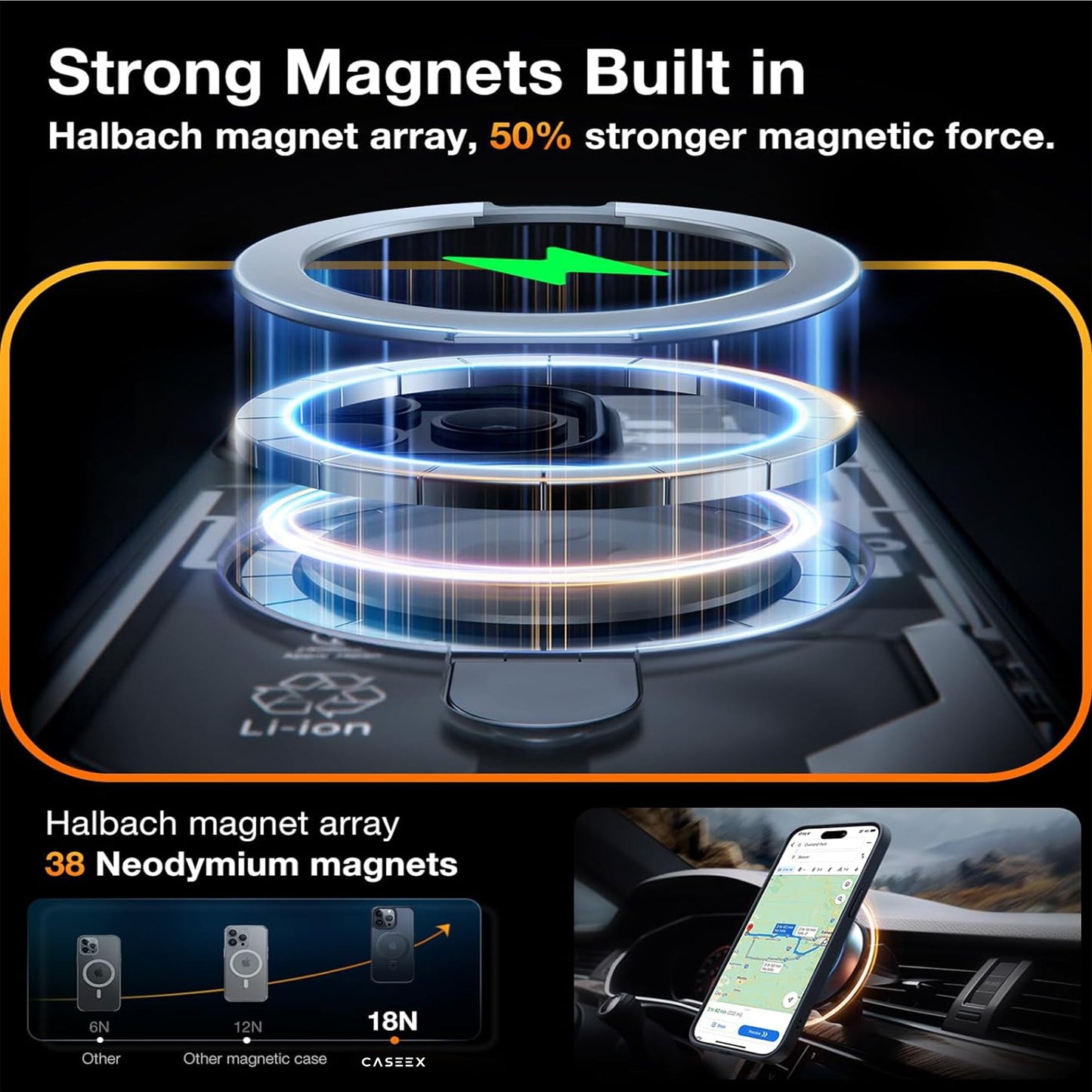 CASEEX Magnetic Translucent O-Stand for iPhone 16 Pro Max Case (6.9")