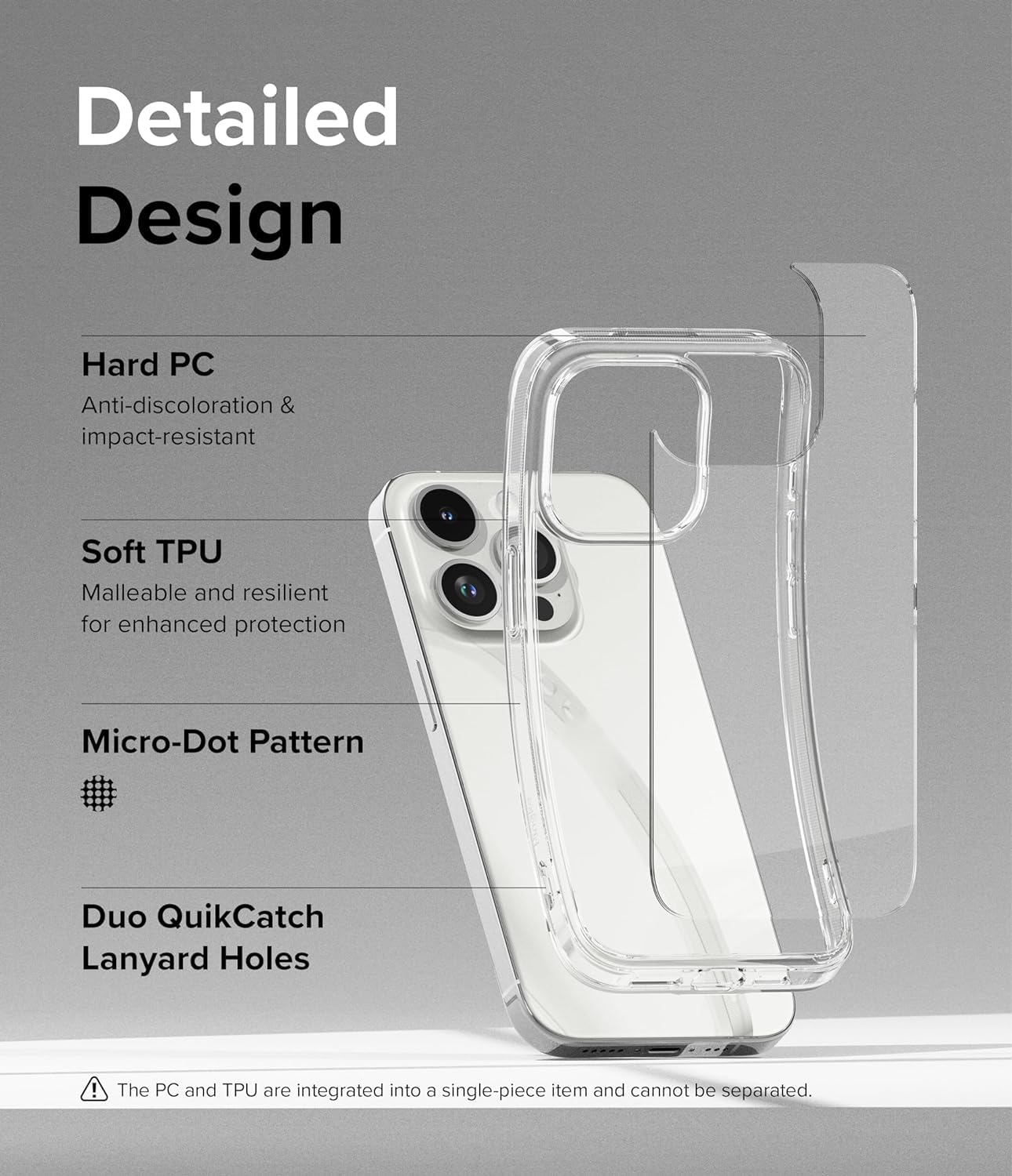 CASEEX Crystal Clear Designed Back Cover for iPhone 14 Pro Case 6.1'' | Anti-Yellowing |Transparent Hard Back Cover | Shockproof Case |TPU + Polycarbonate |