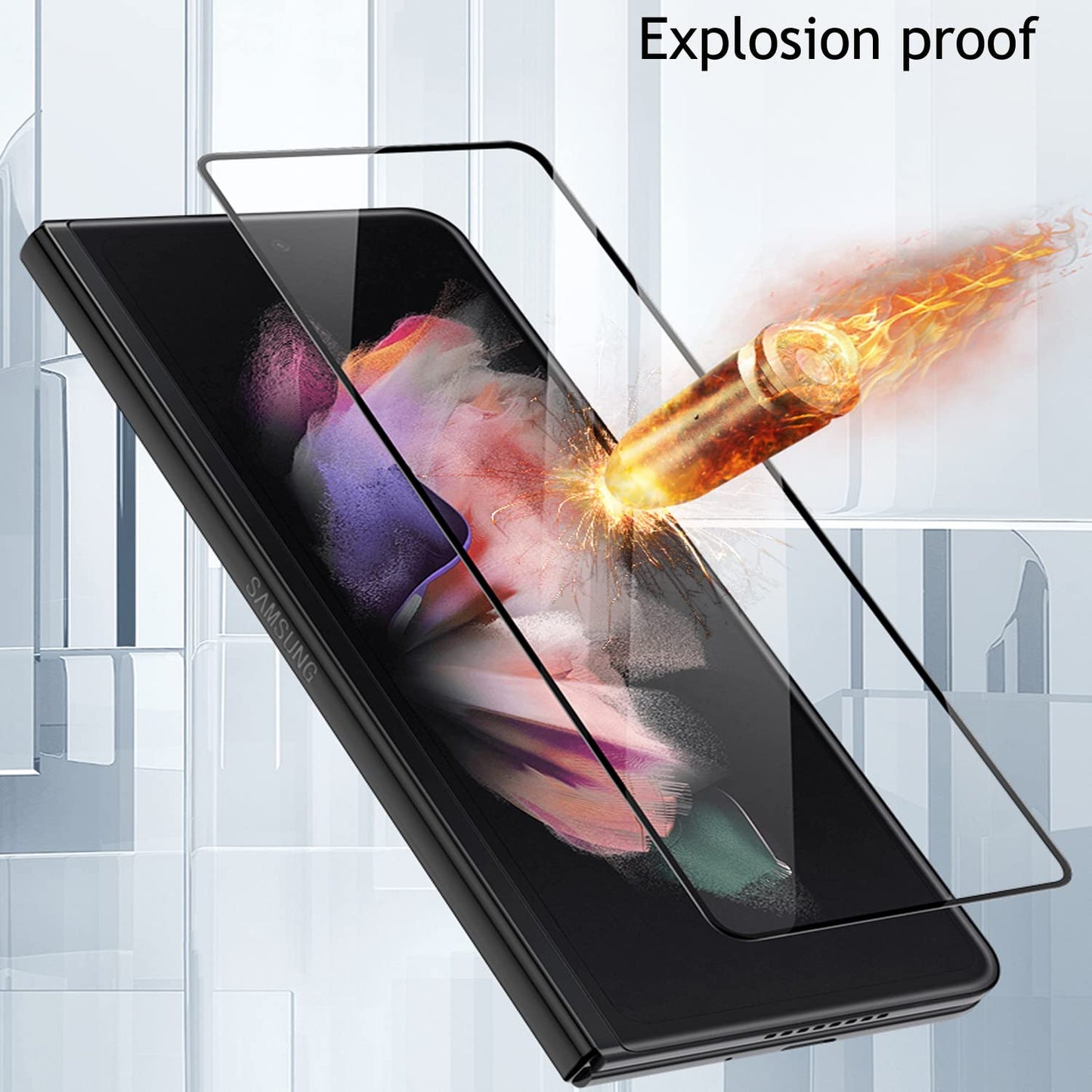 Caseex Samsung Galaxy Z Fold 4 5G 2022 Tempered Glass Screen Protector Guard, (Front) Full Glue Protective Film, Case Friendly For Samsung Z Fold4