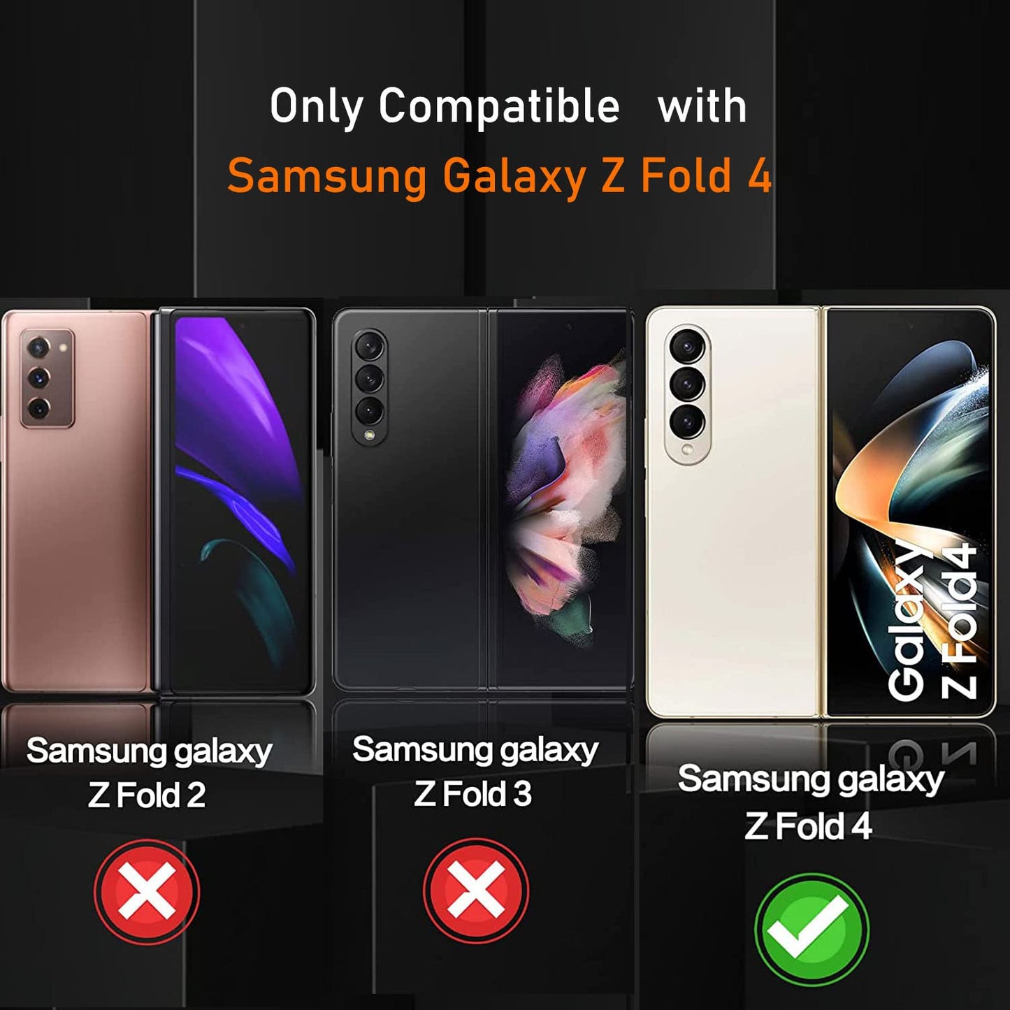 Caseex Samsung Galaxy Z Fold 4 5G 2022 Tempered Glass Screen Protector Guard, (Front) Full Glue Protective Film, Case Friendly For Samsung Z Fold4