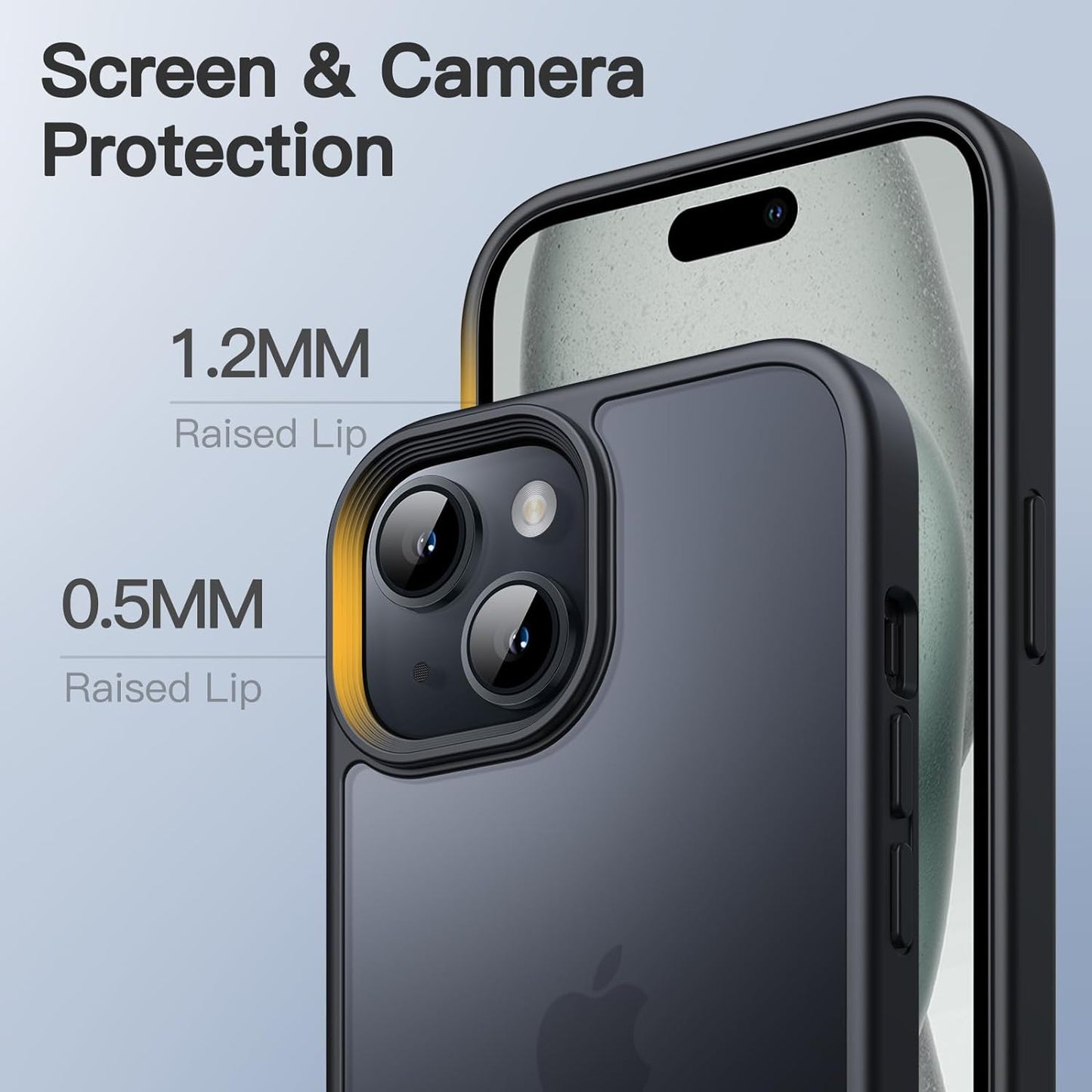 Caseex Matte Case for iPhone 13 & 14 6.1-Inch, Shockproof Military Grade Drop Protection, Frosted Translucent Back Phone Cover, Anti-Fingerprint (Black)
