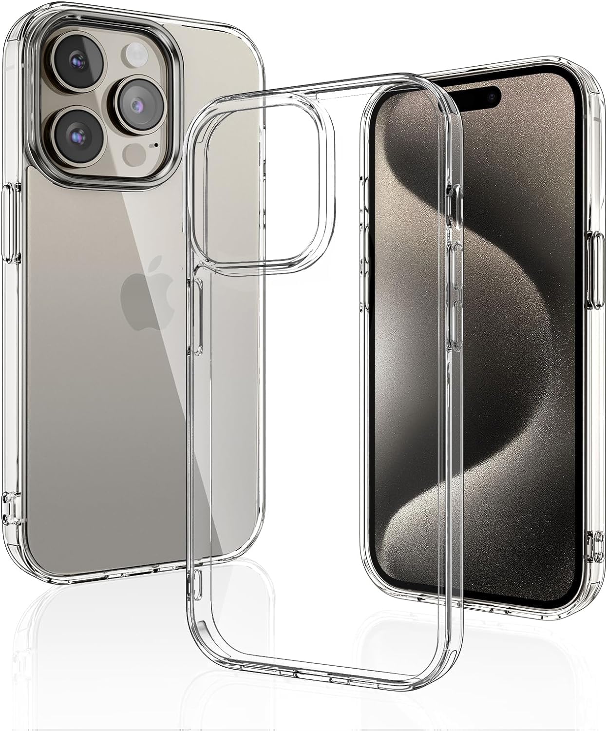 CASEEX Crystal Clear Designed Back Cover for iPhone 14 Pro Case 6.1'' | Anti-Yellowing |Transparent Hard Back Cover | Shockproof Case |TPU + Polycarbonate |