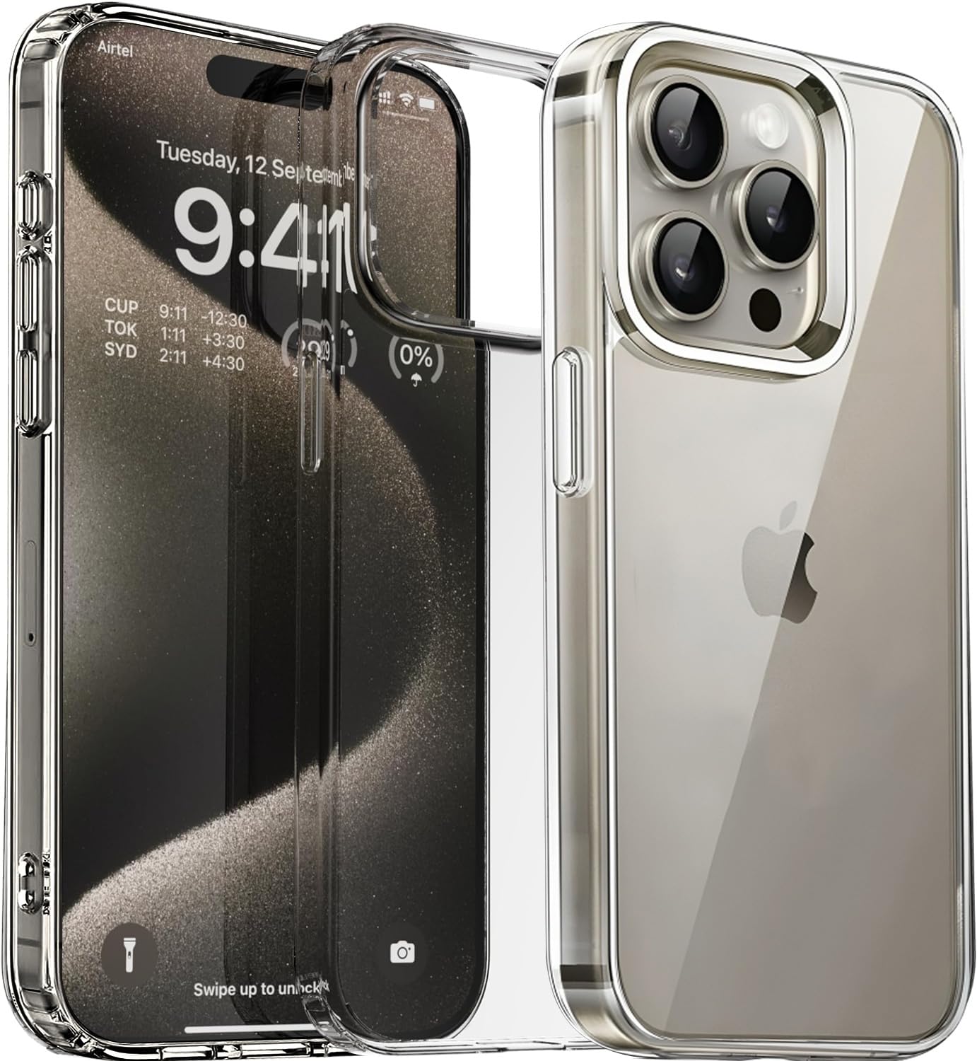 CASEEX Crystal Clear Designed Back Cover for iPhone 14 Pro Case 6.1'' | Anti-Yellowing |Transparent Hard Back Cover | Shockproof Case |TPU + Polycarbonate |
