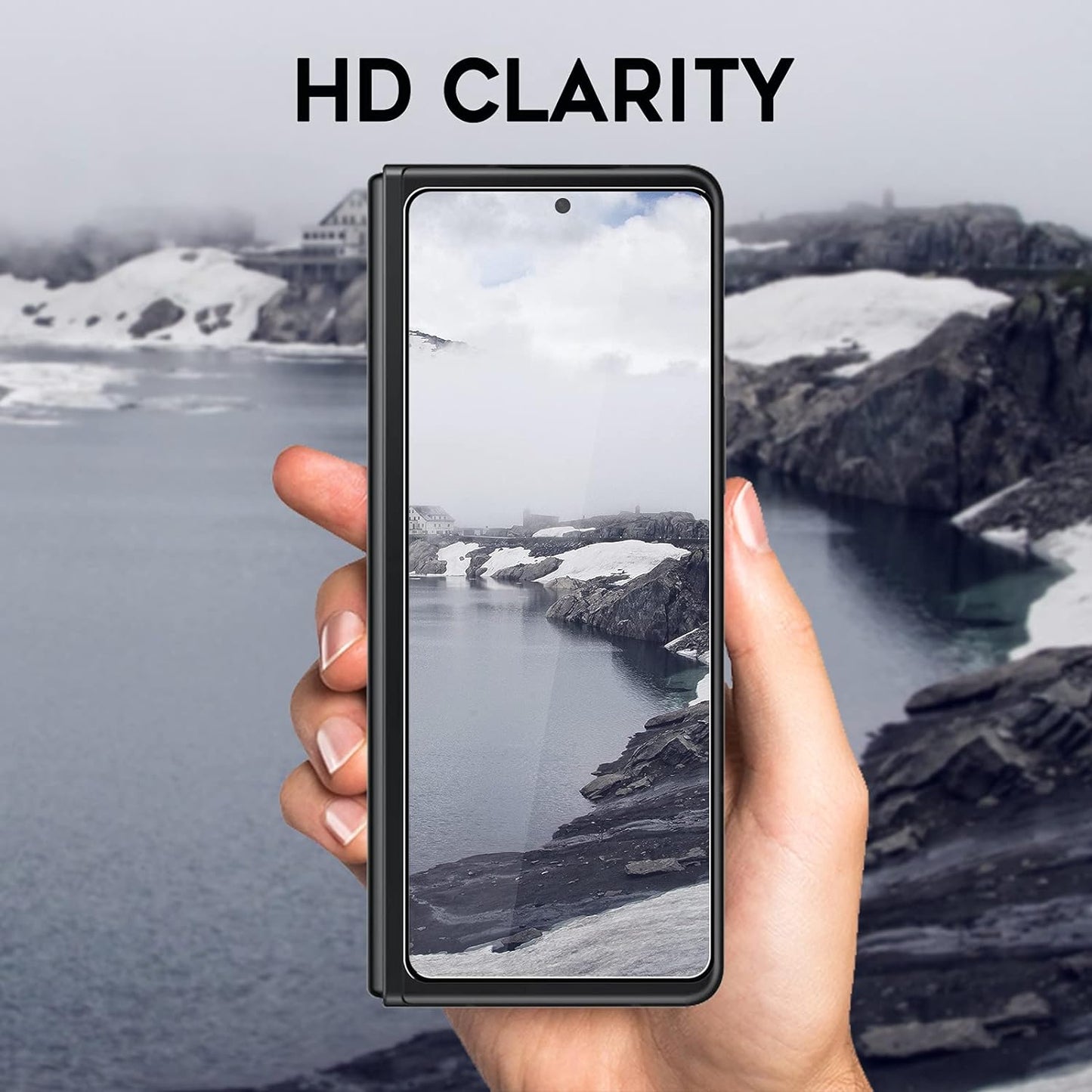 Caseex Samsung Galaxy Z Fold 4 5G 2022 Tempered Glass Screen Protector Guard, (Front) Full Glue Protective Film, Case Friendly For Samsung Z Fold4