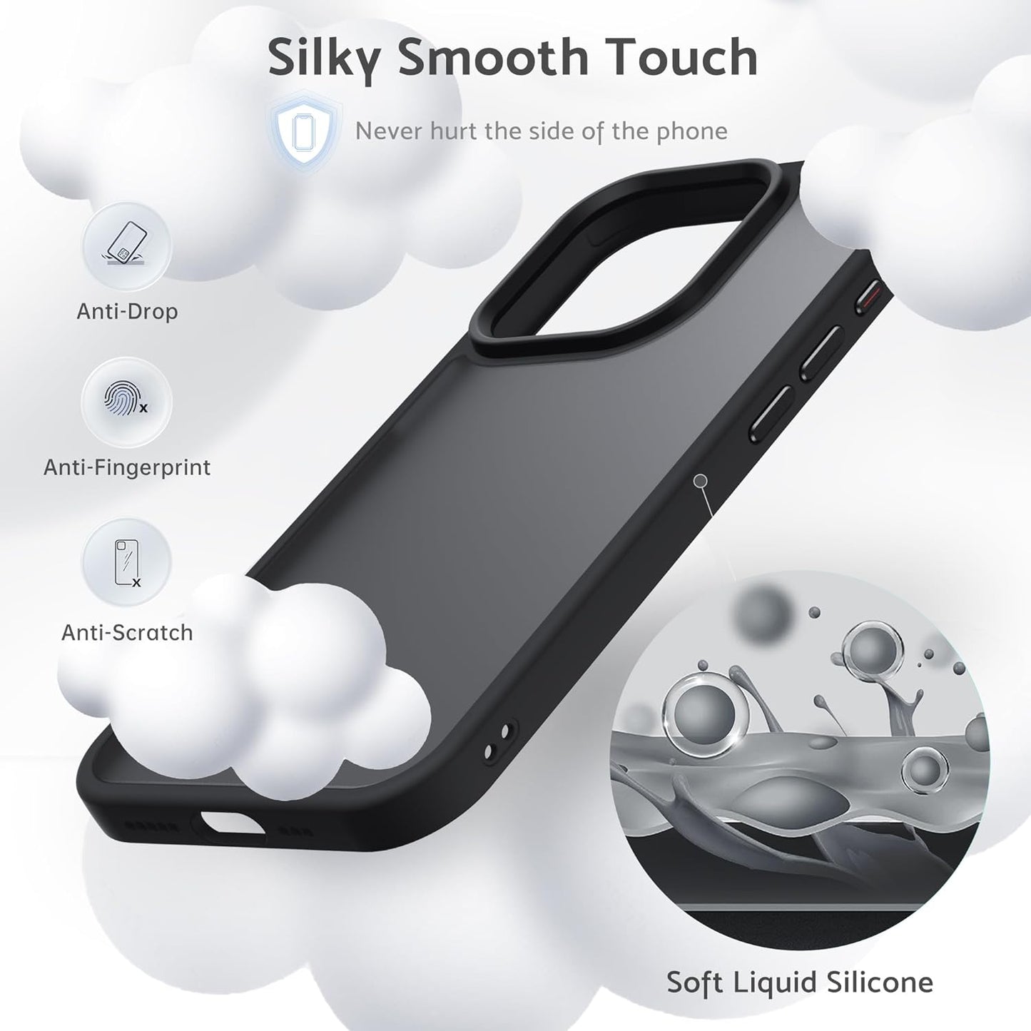 Caseex Matte Case for iPhone 14 Pro 6.1-Inch, Shockproof Military Grade Drop Protection, Frosted Translucent Back Phone Cover, Anti-Fingerprint (Black)