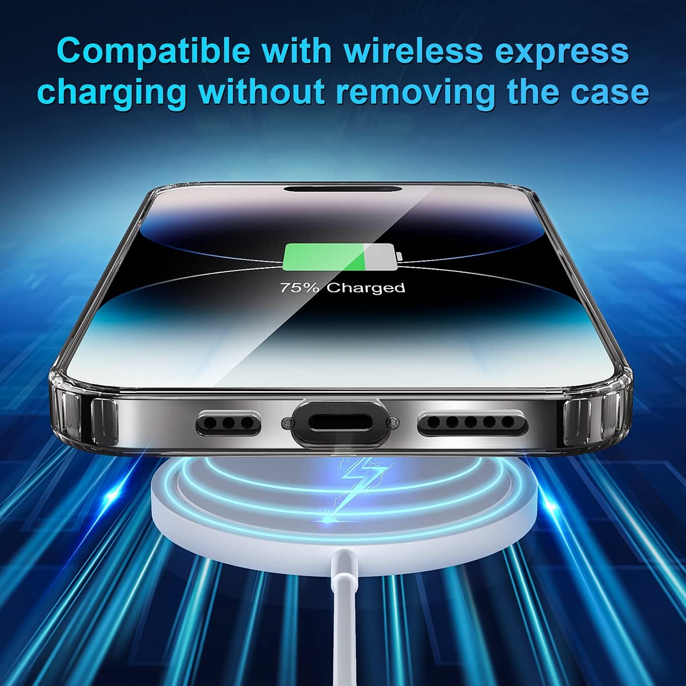 CASEEX Crystal Clear Designed Back Cover for iPhone 14 Pro Case 6.1'' | Anti-Yellowing |Transparent Hard Back Cover | Shockproof Case |TPU + Polycarbonate |