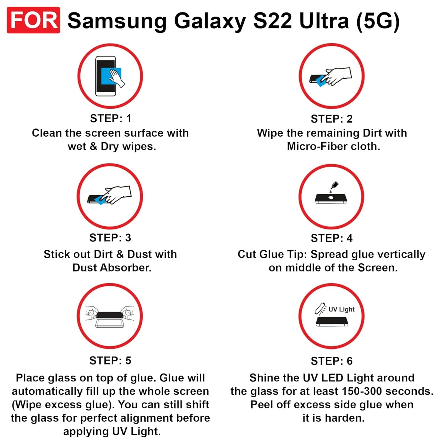 CASEEX Samsung Galaxy S22 Ultra (5G) UV Tempered Glass Edge to Edge Screen Coverage with Easy Installation Kit (Transparent)