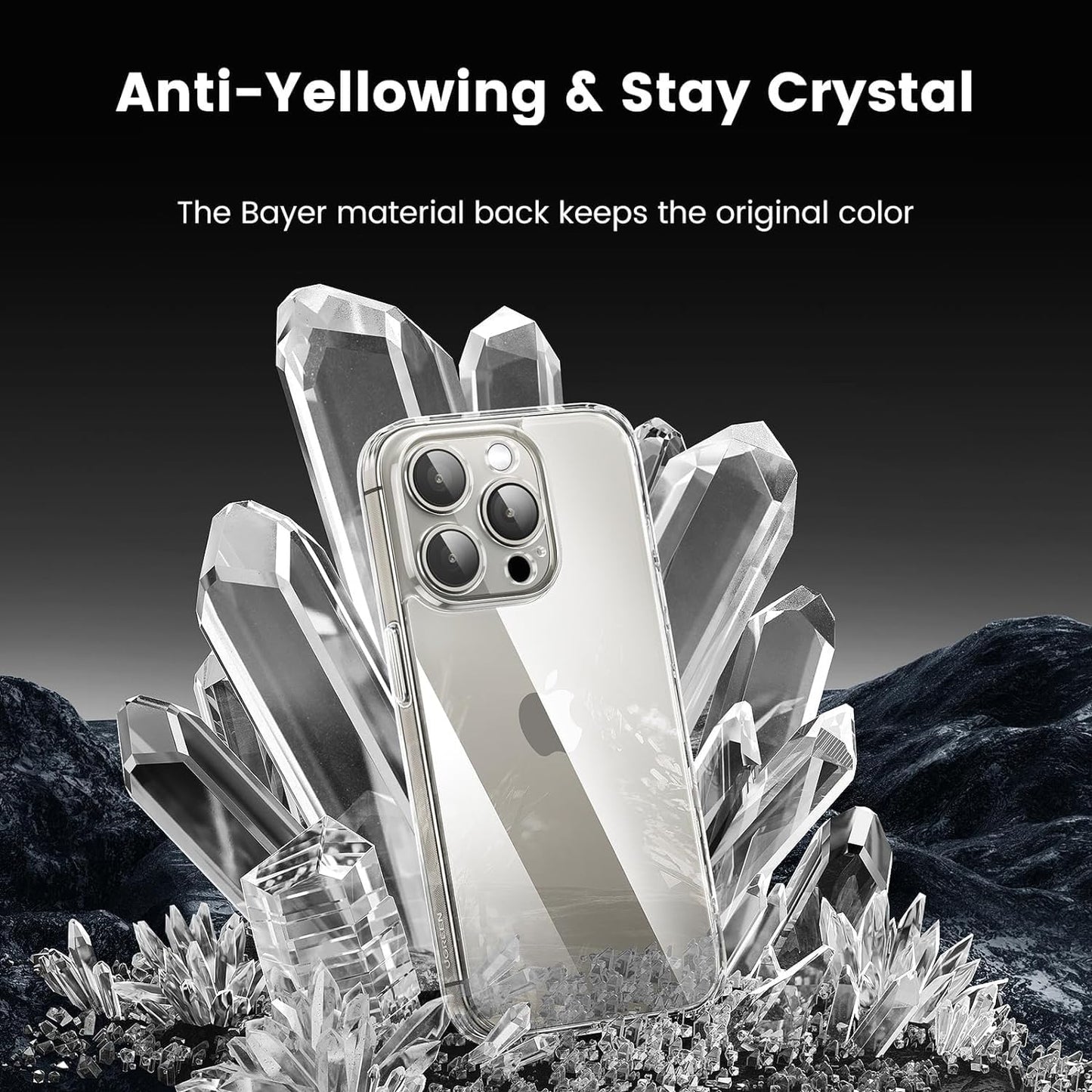 CASEEX Crystal Clear Designed Back Cover for iPhone 14 Pro Case 6.1'' | Anti-Yellowing |Transparent Hard Back Cover | Shockproof Case |TPU + Polycarbonate |