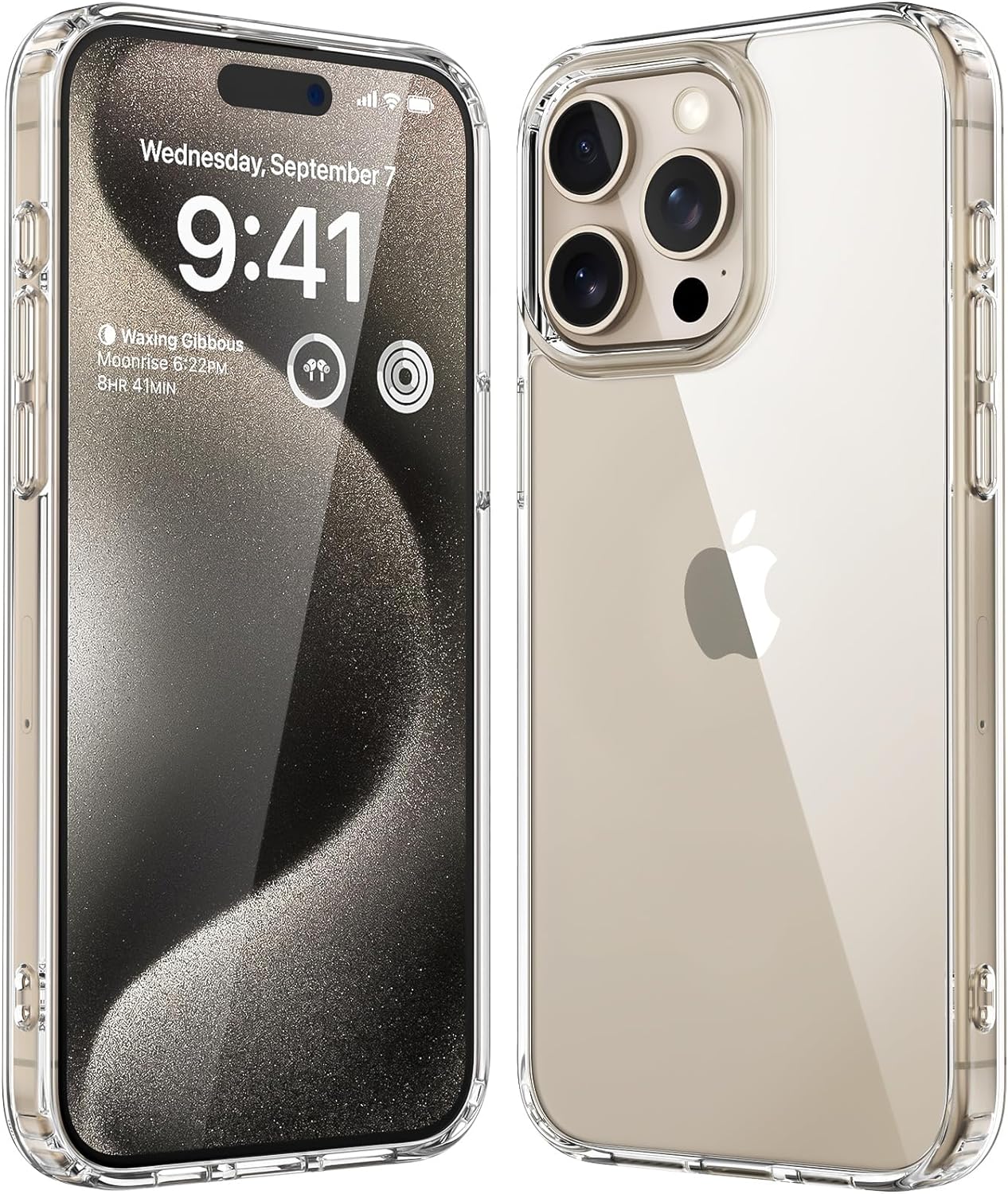 CASEEX Crystal Clear Designed Back Cover for iPhone 14 Pro Case 6.1'' | Anti-Yellowing |Transparent Hard Back Cover | Shockproof Case |TPU + Polycarbonate |