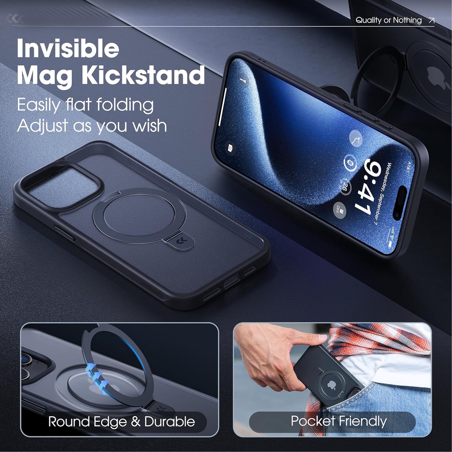 CASEEX Magnetic Translucent O-Stand for iPhone 16 Pro Max Case (6.9")