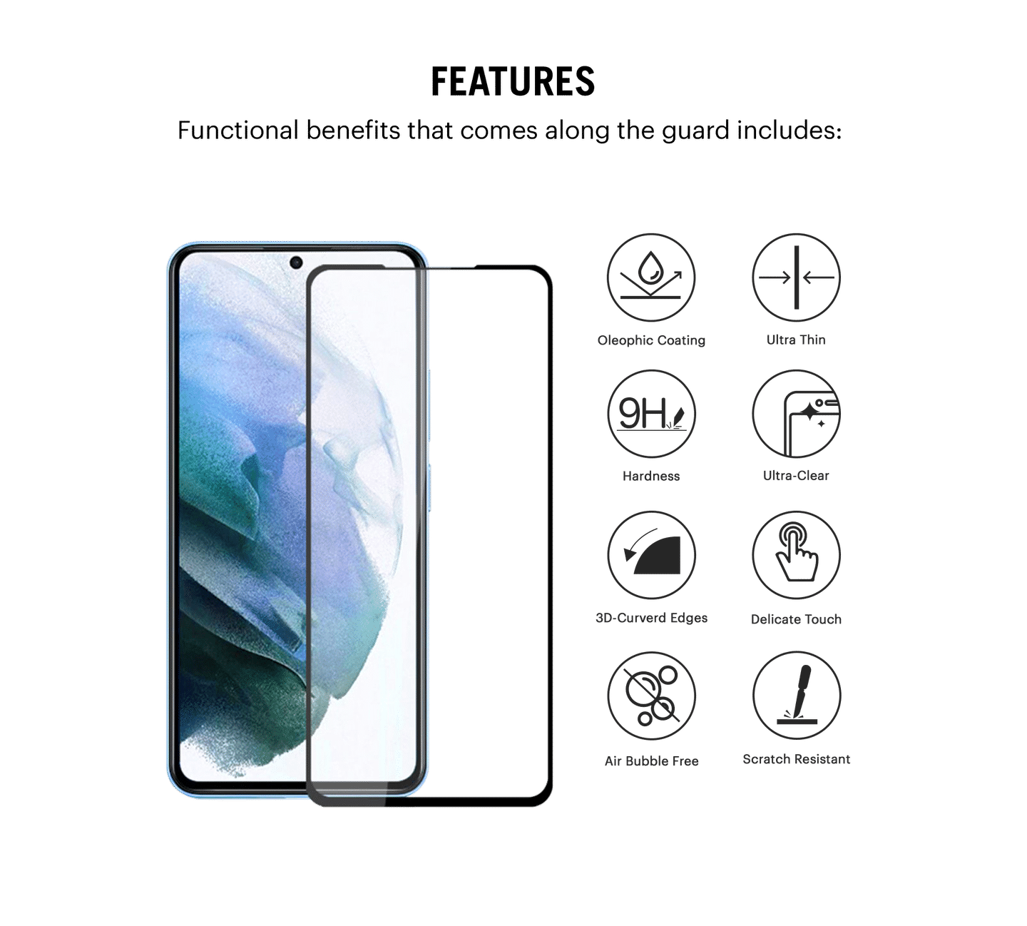 Caseex Tempered Glass Screen Guard Protector for Samsung Galaxy S23 Plus / S22 Plus (Edge to Edge Coverage) (with Easy Installation Kit) (Scratch Proof, Durable)