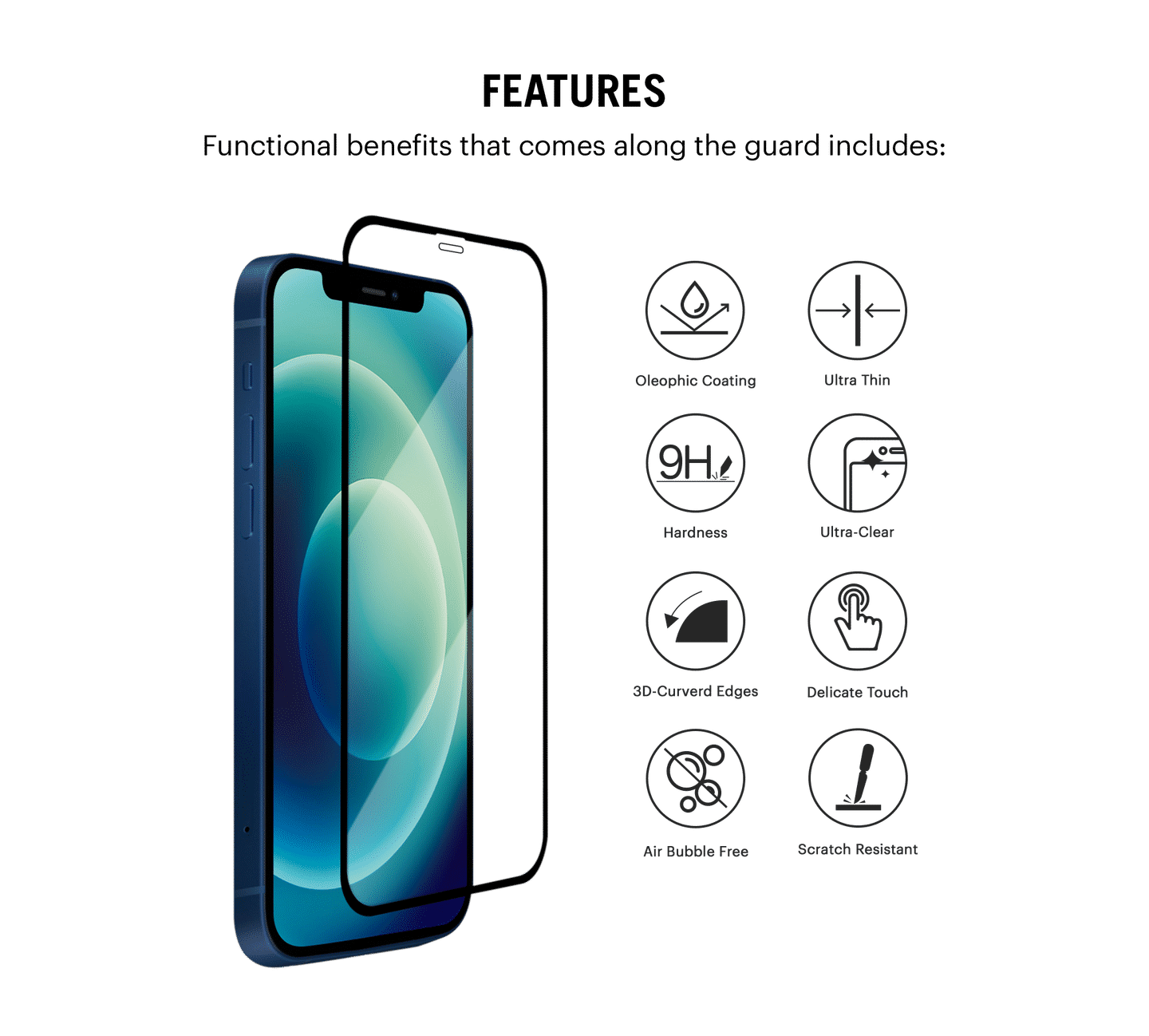 CASEEX Apple iPhone 13 Pro - Sheath Screen Protector with Applicator Tray, Apple iPhone 13 Pro (6.1") Crystal Clear Tempered Glass