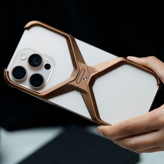 Caseex Metal X-Frame Protective Case for iPhone, Aluminum Alloy Bumper Cover, Anti-Fall Bare Phone Case