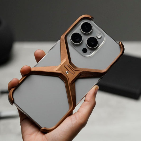 Caseex Metal X-Frame Protective Case for iPhone, Aluminum Alloy Bumper Cover, Anti-Fall Bare Phone Case
