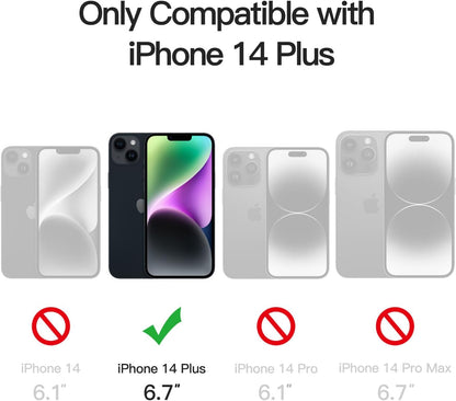CASEEX Back Cover Compatible with iPhone 14 Plus Back Case, Carbon Fiber Series [Military Grade Drop Tested], Anti Fingerprints & Scratch, Translucent Slim Fit Shockproof Phone Case