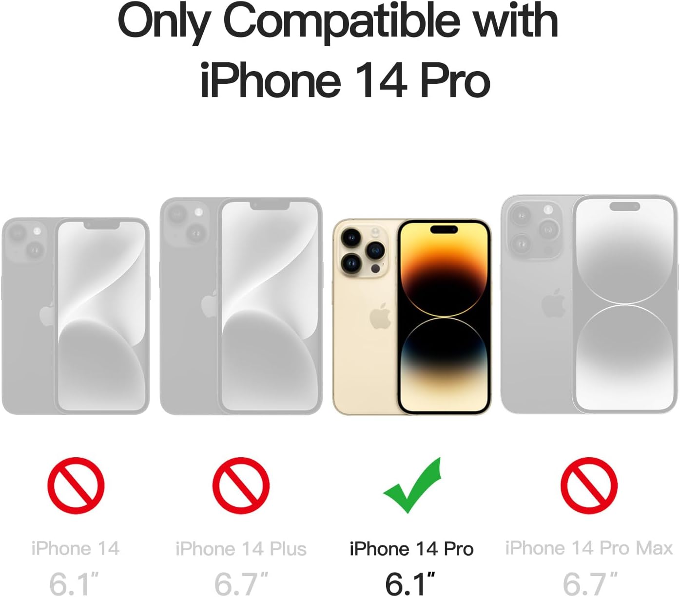 CASEEX Crystal Clear Designed Back Cover for iPhone 14 Pro Case 6.1'' | Anti-Yellowing |Transparent Hard Back Cover | Shockproof Case |TPU + Polycarbonate |