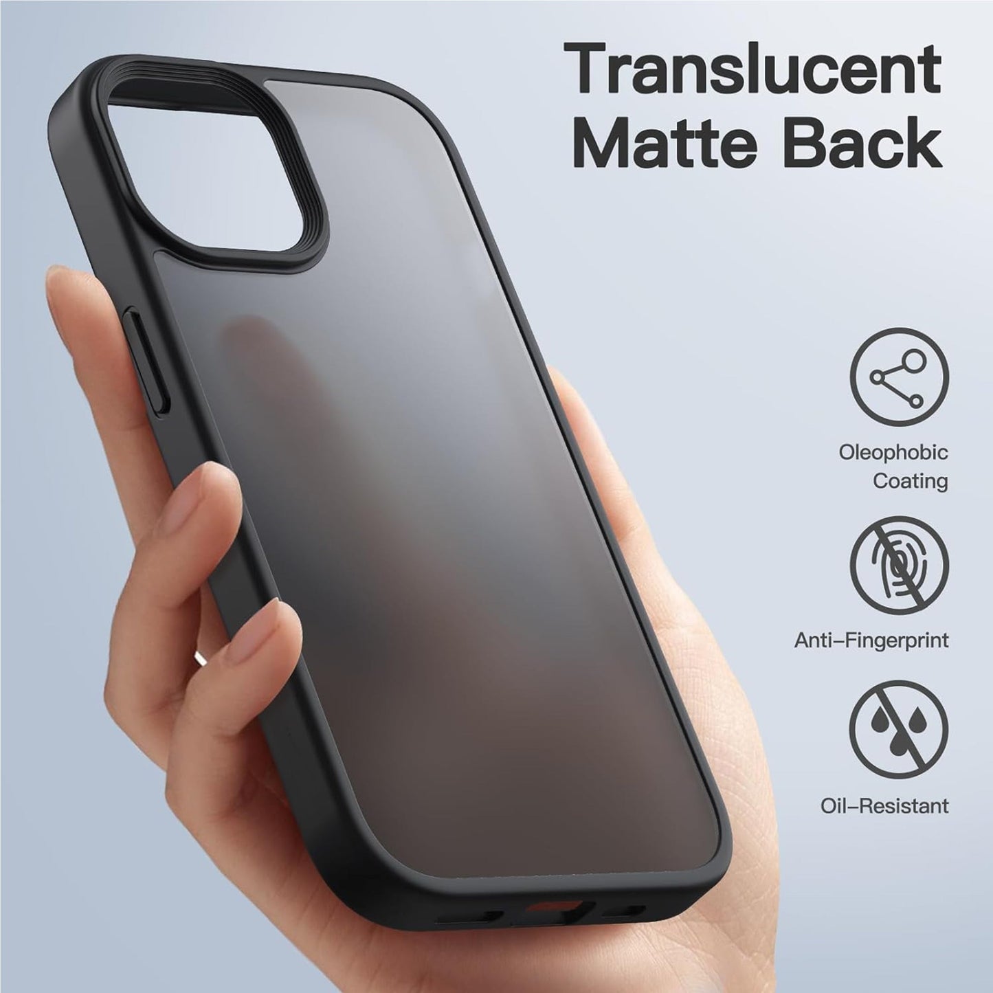 Caseex Matte Case for iPhone 15 Plus 6.7-Inch, Shockproof Military Grade Drop Protection, Frosted Translucent Back Phone Cover, Anti-Fingerprint (Black)